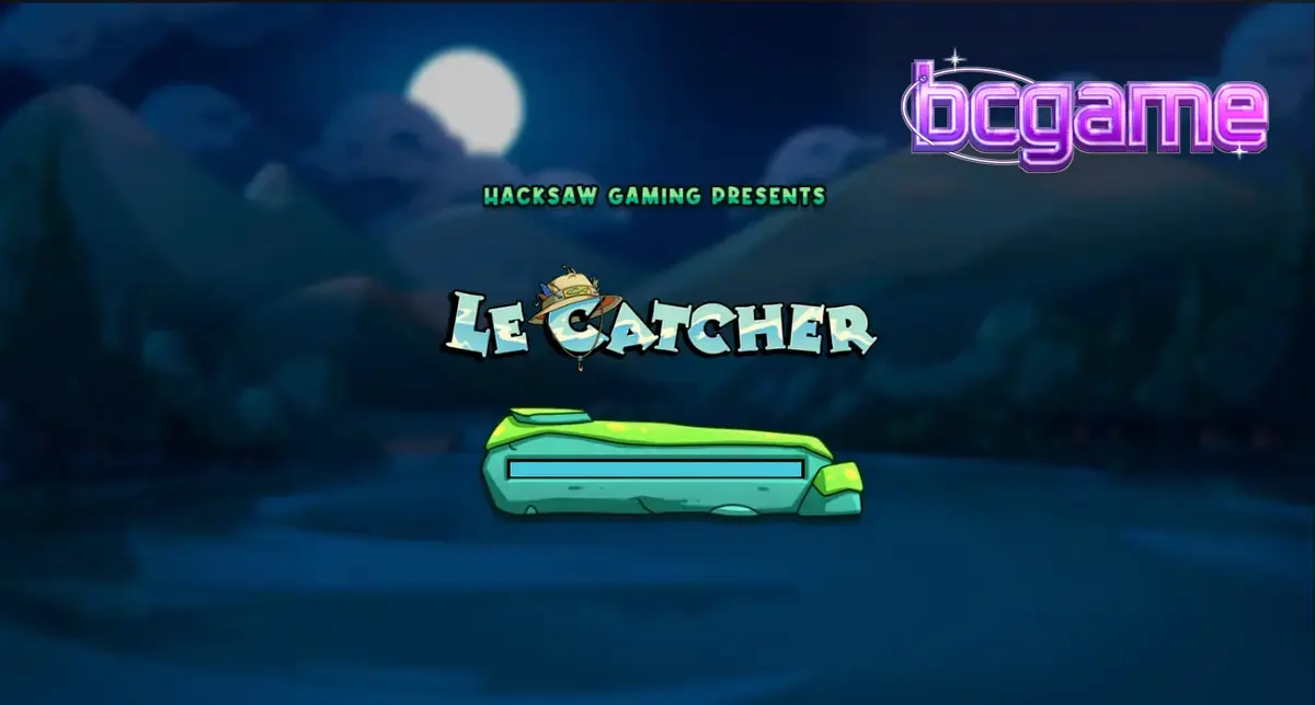 Le Catcher স্লট গেমের দৃশ্য যেখানে র‍্যাকুন অ্যাঙ্গলার মাছ ধরার চেষ্টা করছে
